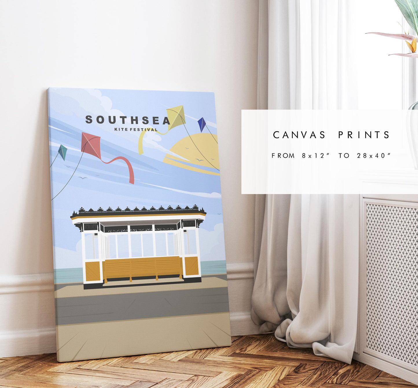 Southsea Kite Festival Travel Poster - Wall Art Print - Southsea and Portsmouth Travel Posters - Minimalist  - Prints or Framed Prints