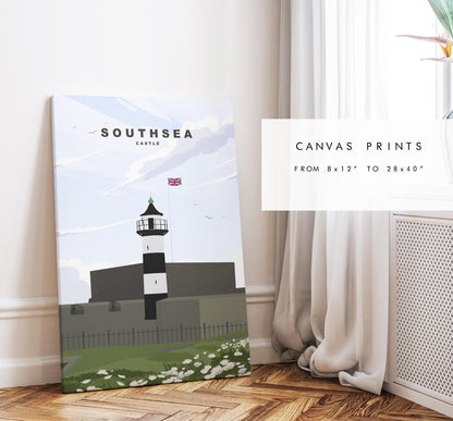 Southsea Castle Travel Poster - Wall Art Print - Southsea and Portsmouth Travel Posters - Minimalist Retro Style - Prints or Framed Prints