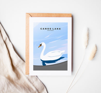 Canoe Lake Greeting Card - Portsmouth and Southsea Cards (Travel Designs) - Blank Inside or Include Message - Envelope Included