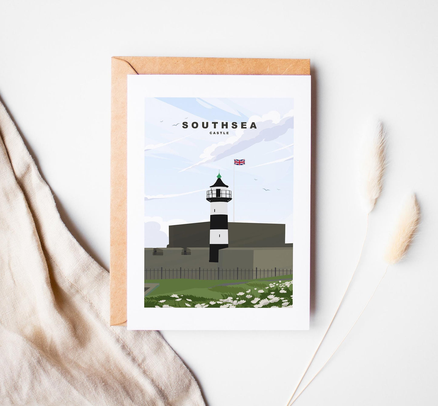 Southsea Castle Greeting Card - Portsmouth and Southsea Cards (Travel Designs) - Blank Inside or Include Message - Envelope Included