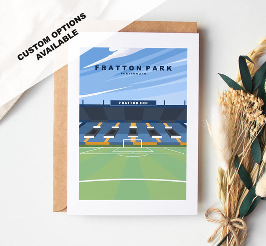 Fratton Park Greeting Card - Portsmouth and Southsea Cards (Travel Designs) - Blank Inside or Include Message - Envelope Included