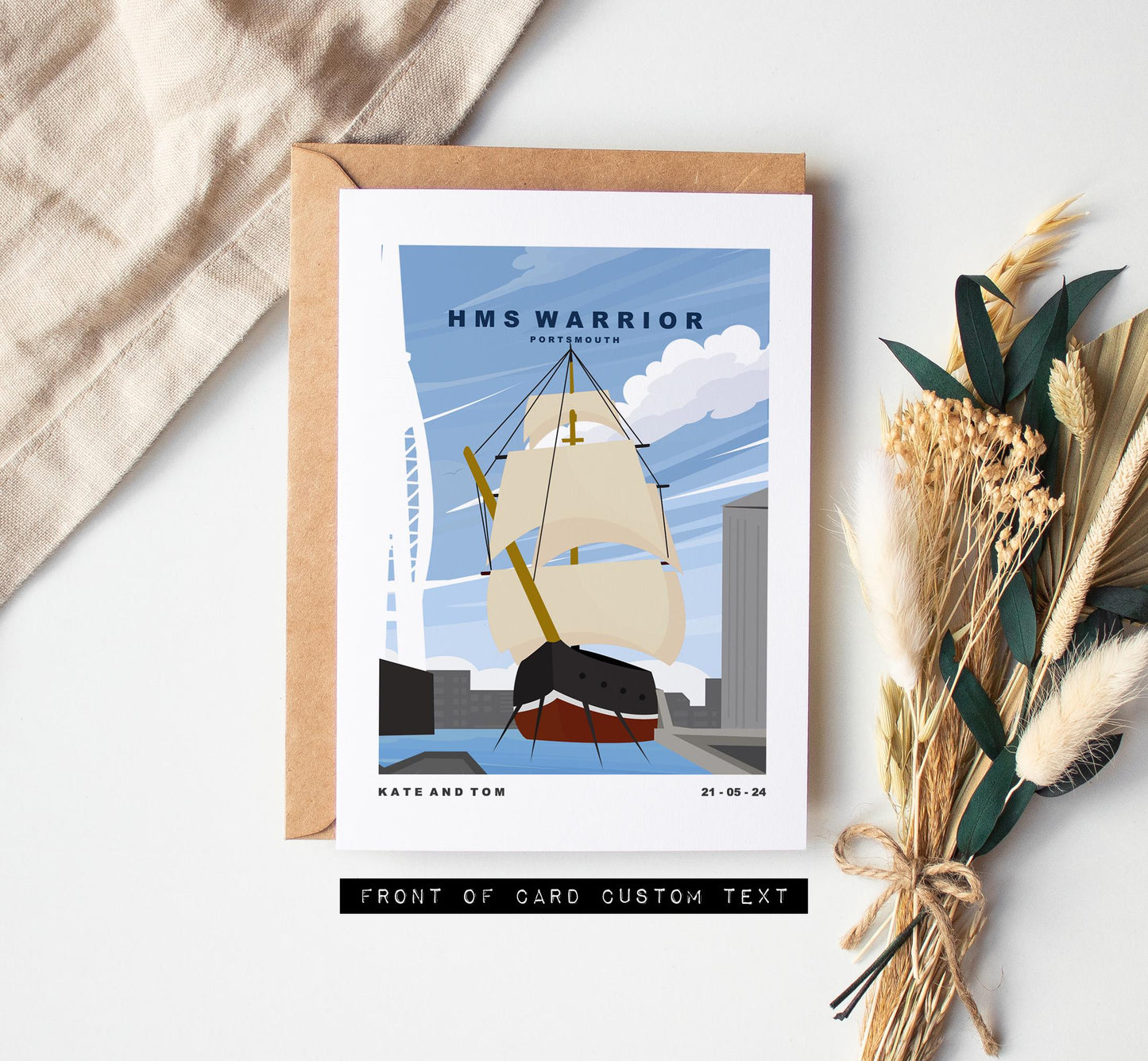 Warrior Greeting Card - Portsmouth and Southsea Cards (Travel Designs) - Blank Inside or Include Message - Envelope Included