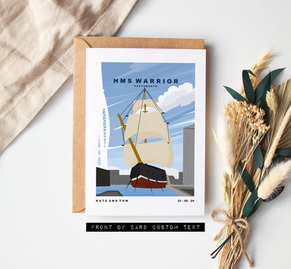 Warrior Greeting Card - Portsmouth and Southsea Cards (Travel Designs) - Blank Inside or Include Message - Envelope Included