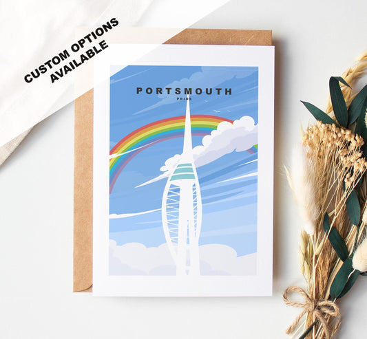 Portsmouth Pride Greeting Card - Portsmouth and Southsea Cards (Travel Designs) - Blank Inside or Include Message - Envelope Included