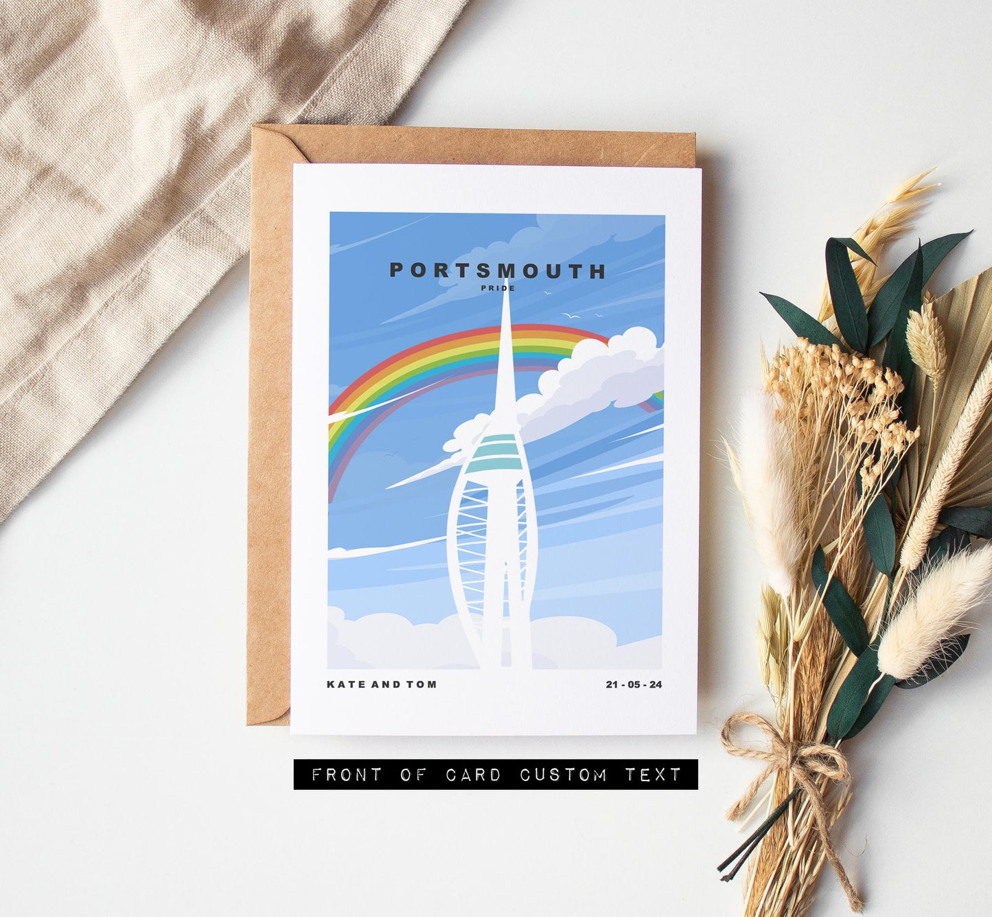 Portsmouth Pride Greeting Card - Portsmouth and Southsea Cards (Travel Designs) - Blank Inside or Include Message - Envelope Included