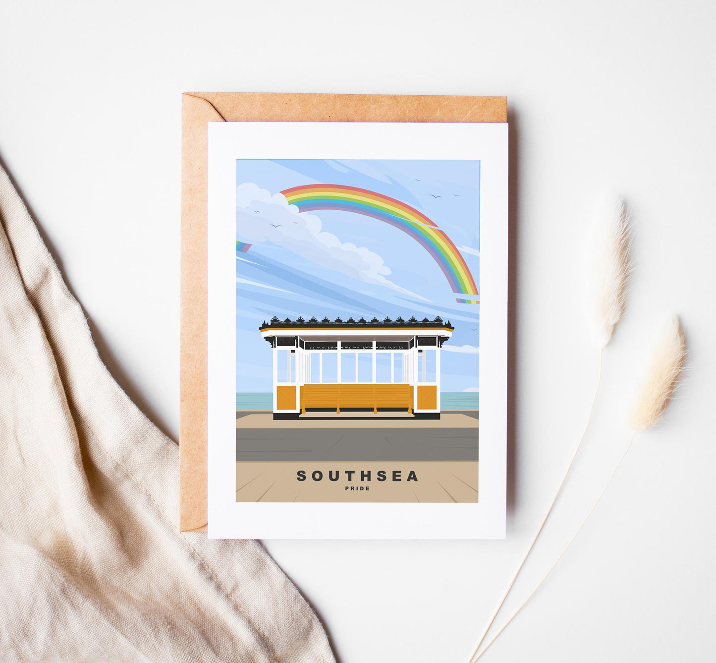 Southsea Pride Greeting Card - Portsmouth and Southsea Cards (Travel Designs) - Blank Inside or Include Message - Envelope Included