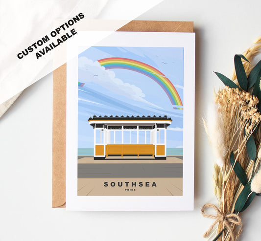 Southsea Pride Greeting Card - Portsmouth and Southsea Cards (Travel Designs) - Blank Inside or Include Message - Envelope Included