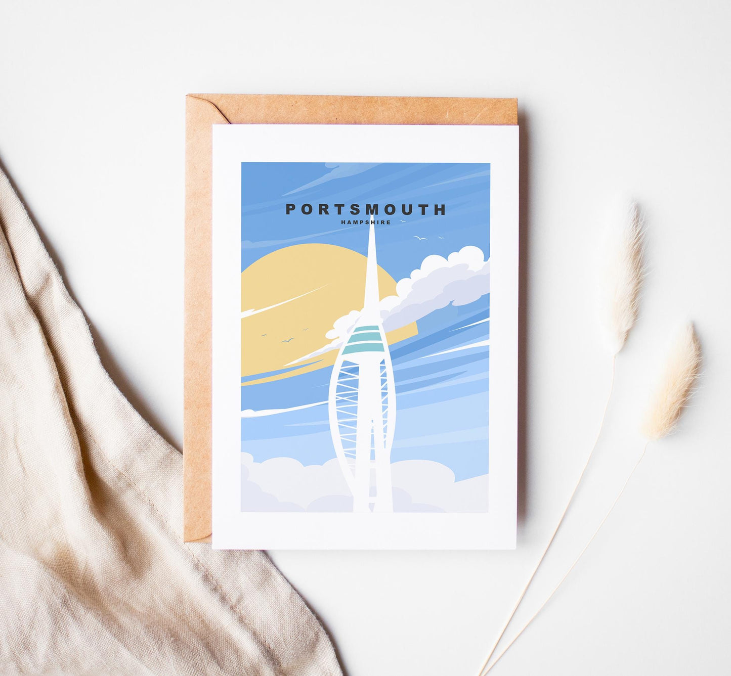 Portsmouth Greeting Card - Portsmouth and Southsea Cards (Travel Designs) - Blank Inside or Include Message - Envelope Included