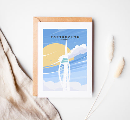 Portsmouth Greeting Card - Portsmouth and Southsea Cards (Travel Designs) - Blank Inside or Include Message - Envelope Included