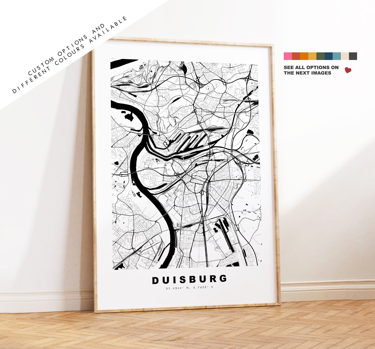 Duisburg Map Print - City Map Poster - Map Wall Art - Germany City Maps - Duisburg Print - Duisburg Poster - Minimalist City Map - Germany