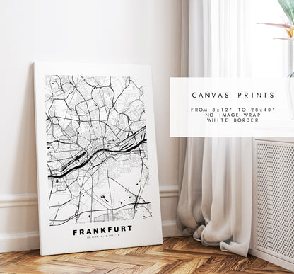 Frankfurt Map Print - City Map Poster - Map Art - Germany City Maps - Frankfurt Print - Frankfurt Poster - Minimalist City Map - Germany