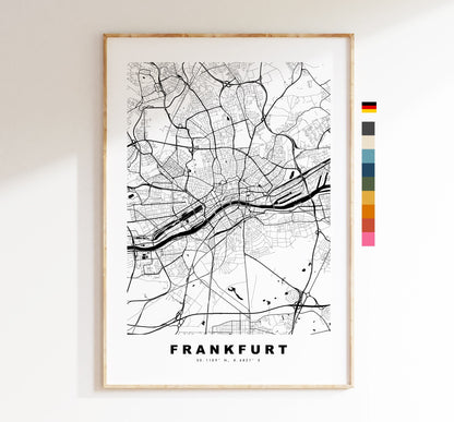 Frankfurt Map Print - City Map Poster - Map Art - Germany City Maps - Frankfurt Print - Frankfurt Poster - Minimalist City Map - Germany