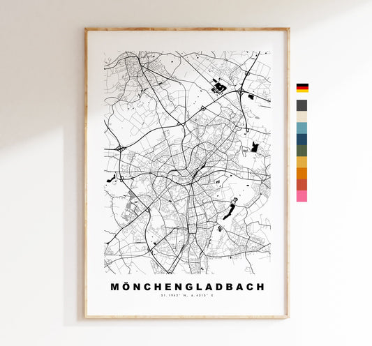 Monchengladbach Map Print - City Map Poster - Map Wall Art - Germany City Maps - Monchengladbach Print - Poster - Minimalist City Map