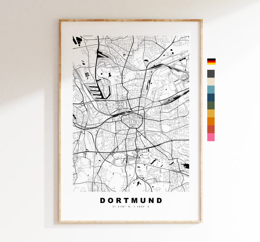 Dortmund Map Print - City Map Poster - Map Wall Art - Germany City Maps - Dortmund Print - Dortmund Poster - Minimalist City Map - Germany