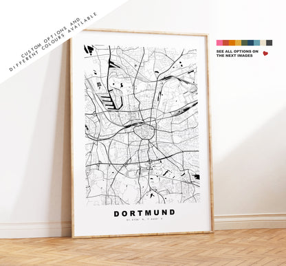 Dortmund Map Print - City Map Poster - Map Wall Art - Germany City Maps - Dortmund Print - Dortmund Poster - Minimalist City Map - Germany