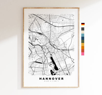 Hannover Map Print - City Map Poster - Map Wall Art - Germany City Maps - Hannover Print - Hannover Poster - Minimalist City Map - Germany