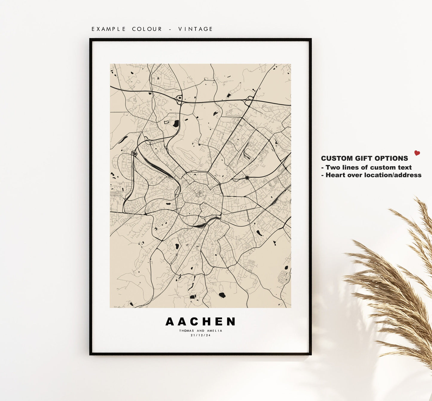 Aachen Map Print - City Map Poster - Map Wall Art - Germany City Maps - Aachen Print - Aachen Poster - Minimalist City Map - Germany