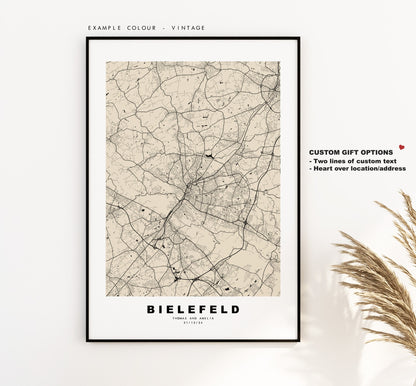 Bielefeld Map Print - City Map Poster - Map Wall Art - Germany City Maps - Bielefeld Print - Bielefeld Poster - Minimalist City Map