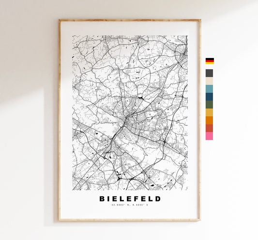 Bielefeld Map Print - City Map Poster - Map Wall Art - Germany City Maps - Bielefeld Print - Bielefeld Poster - Minimalist City Map