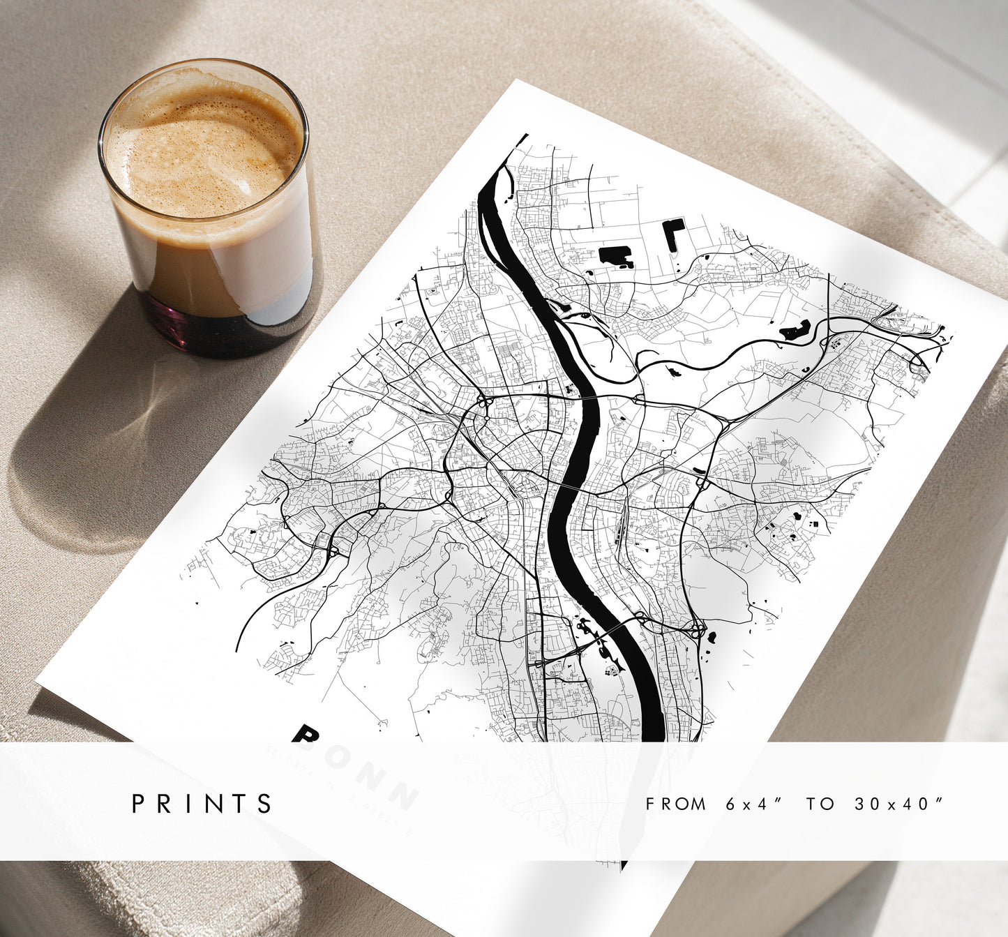 Bonn Map Print - City Map Poster - Map Wall Art - Germany City Maps - Bonn Print - Bonn Poster - Minimalist City Map - Germany