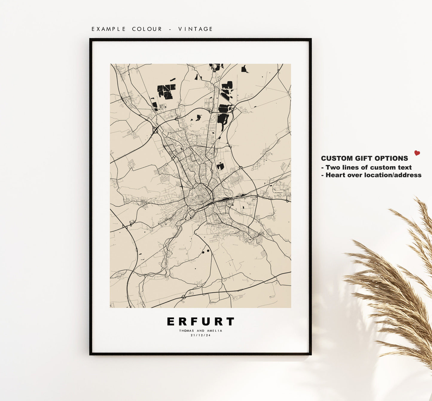 Erfurt Map Print - City Map Poster - Map Wall Art - Germany City Maps - Erfurt Print - Erfurt Poster - Minimalist City Map - Germany