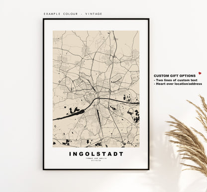 Ingolstadt Map Print - City Map Poster - Map Wall Art - Germany City Maps - Ingolstadt Print - Ingolstadt Poster - Minimalist City Map