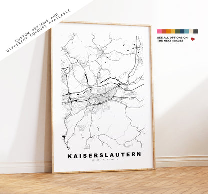 Kaiserslautern Map Print - City Map Poster - Map Wall Art - Germany City Maps - Kaiserslautern Print - Poster - Minimalist City Map