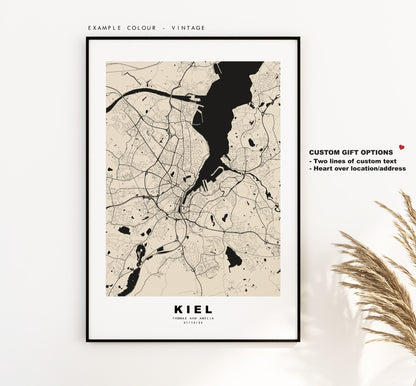 Kiel Map Print - City Map Poster - Map Wall Art - Germany City Maps - Kiel Print - Kiel Poster - Minimalist City Map - Germany