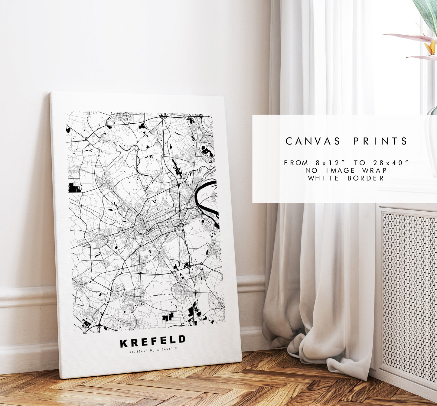 Krefeld Map Print - City Map Poster - Map Wall Art - Germany City Maps - Krefeld Print - Krefeld Poster - Minimalist City Map - Germany