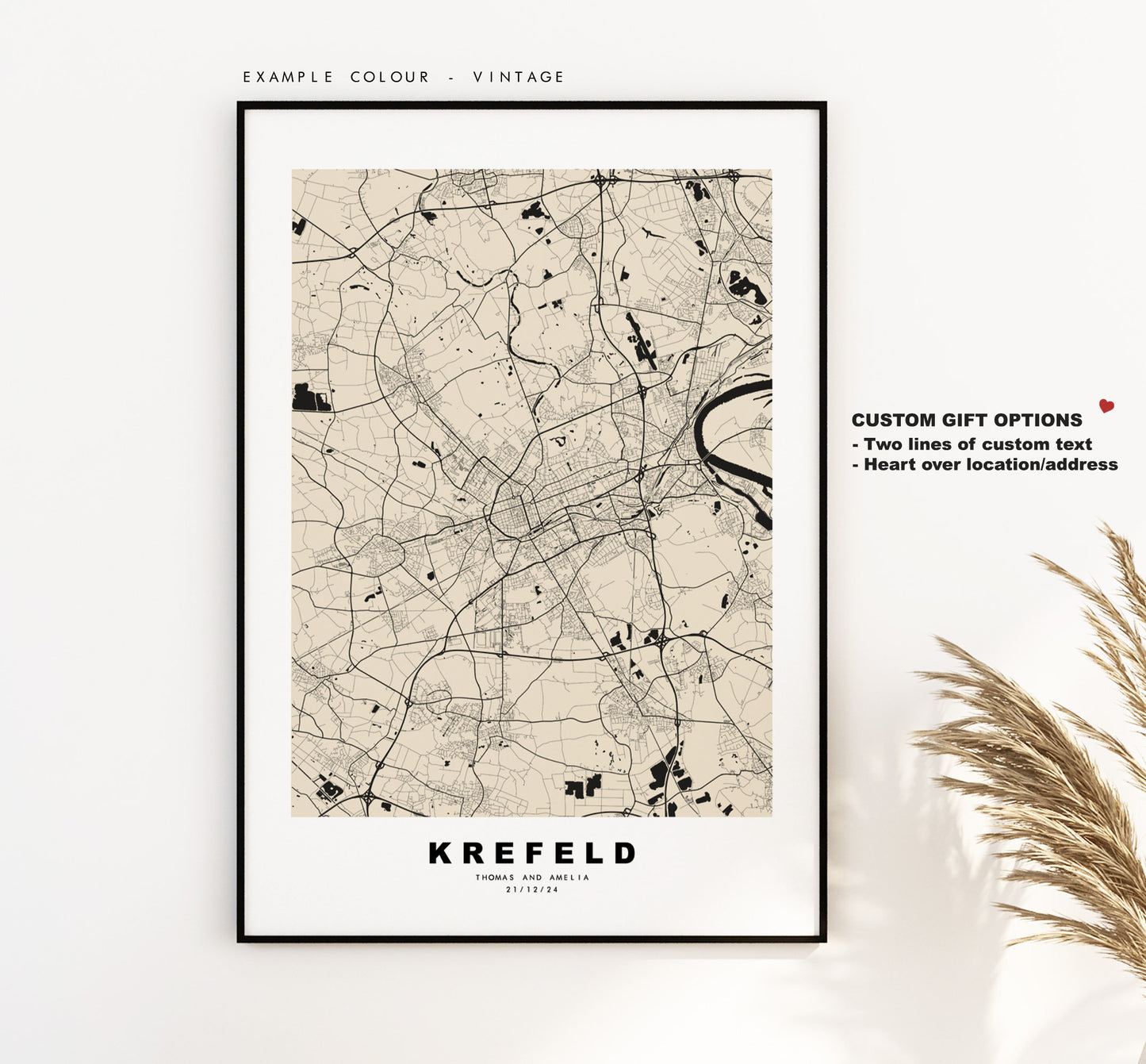 Krefeld Map Print - City Map Poster - Map Wall Art - Germany City Maps - Krefeld Print - Krefeld Poster - Minimalist City Map - Germany