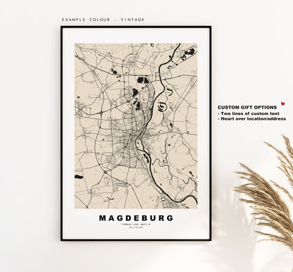 Magdeburg Map Print - City Map Poster - Map Wall Art - Germany City Maps - Magdeburg Print - Magdeburg Poster - Minimalist City Map