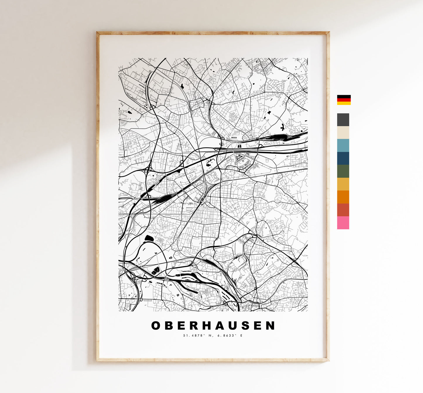 Oberhausen Map Print - City Map Poster - Map Wall Art - Germany City Maps - Oberhausen Print - Oberhausen Poster - Minimalist City Map