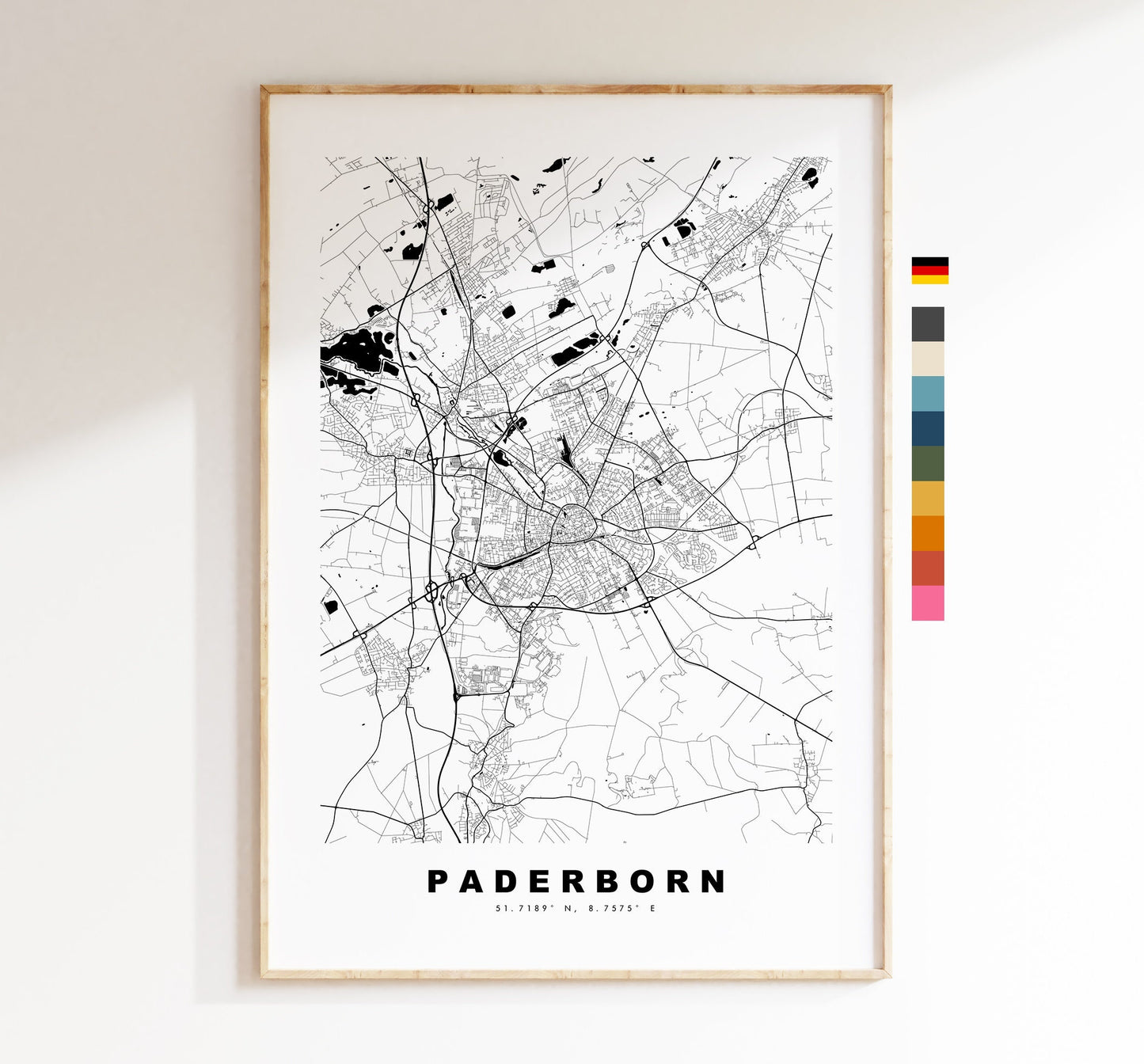 Paderborn Map Print - City Map Poster - Map Wall Art - Germany City Maps - Paderborn Print - Paderborn Poster - Minimalist City Map