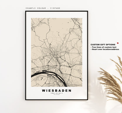 Wiesbaden Map Print - City Map Poster - Map Wall Art - Germany City Maps - Wiesbaden Print - Wiesbaden Poster - Minimalist City Map