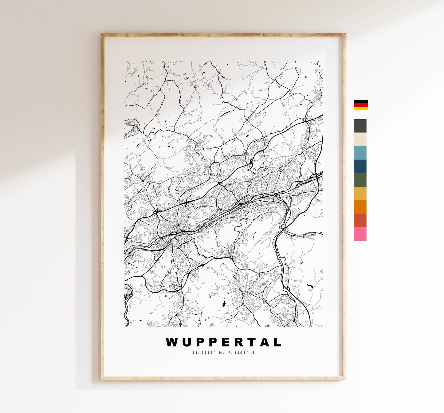 Wuppertal Map Print - City Map Poster - Map Wall Art - Germany City Maps - Wuppertal Print - Wuppertal Poster - Minimalist City Map