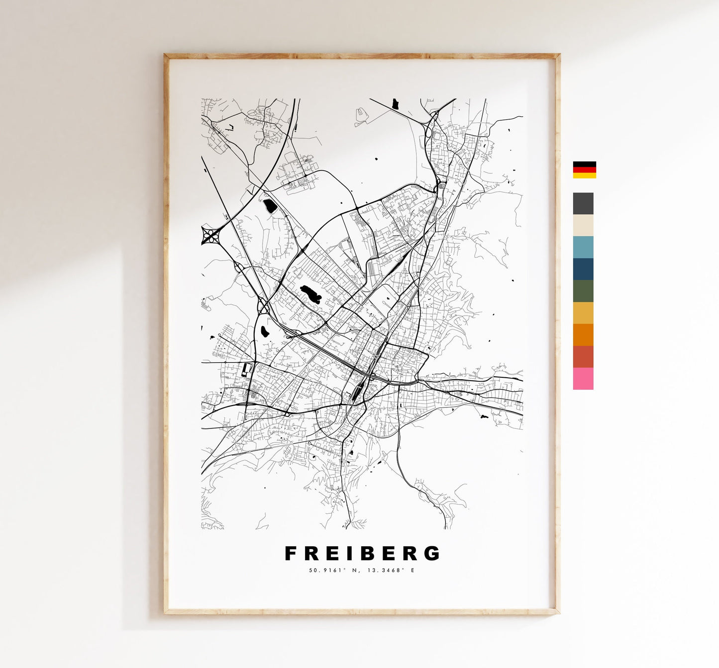 Freiberg Map Print - City Map Poster - Map Wall Art - Germany City Maps - Freiberg Print - Freiberg Poster - Minimalist City Map - Germany