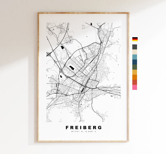 Freiberg Map Print - City Map Poster - Map Wall Art - Germany City Maps - Freiberg Print - Freiberg Poster - Minimalist City Map - Germany