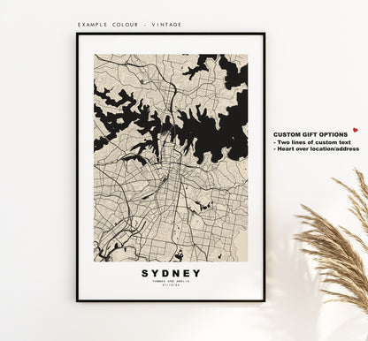 Sydney Map Print - City Map Poster - Map Wall Art - Australia City Maps - Sydney Print - Sydney Poster - Minimalist City Map - Australia