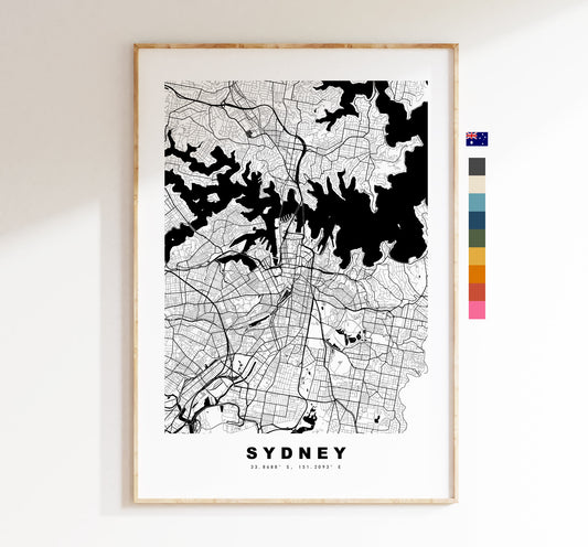 Sydney Map Print - City Map Poster - Map Wall Art - Australia City Maps - Sydney Print - Sydney Poster - Minimalist City Map - Australia