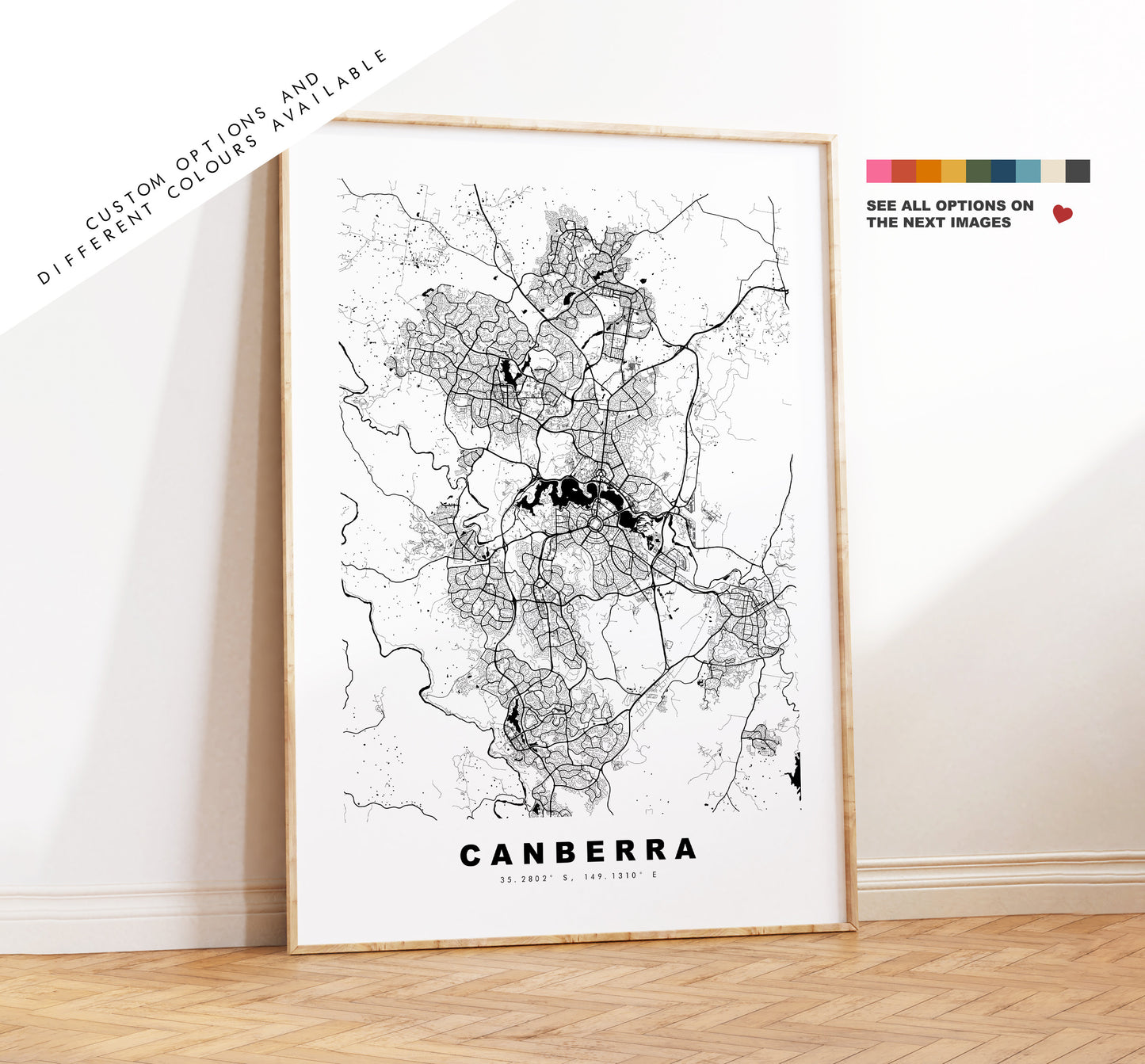 Canberra Map Print - City Map Poster - Map Wall Art - Australia City Maps - Canberra Print - Canberra Poster - Minimalist City Map