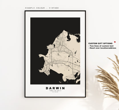 Darwin Map Print - City Map Poster - Map Wall Art - Australia City Maps - Darwin Print - Darwin Poster - Minimalist City Map - Australia