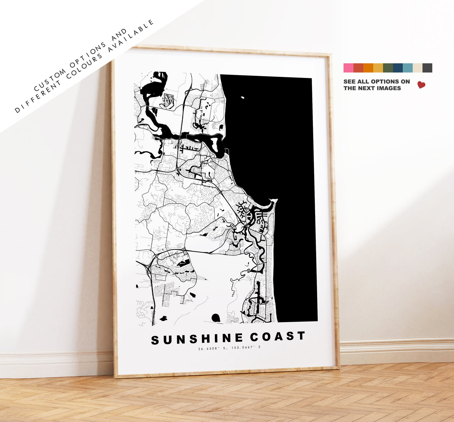 Sunshine Coast Map Print - City Map Poster - Map Wall Art - Australia City Maps - Sunshine Coast Print - Poster - Minimalist City Map