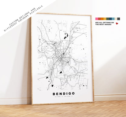 Bendigo Map Print - City Map Poster - Map Wall Art - Australia City Maps - Bendigo Print - Bendigo Poster - Minimalist City Map - Australia