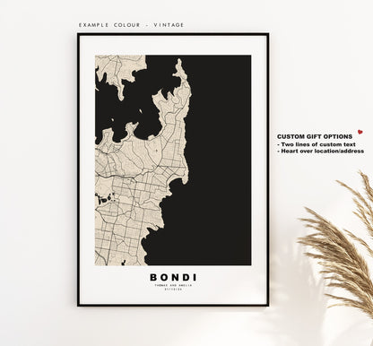 Bondi Map Print - City Map Poster - Map Wall Art - Australia City Maps - Bondi Print - Bondi Poster - Minimalist City Map - Australia