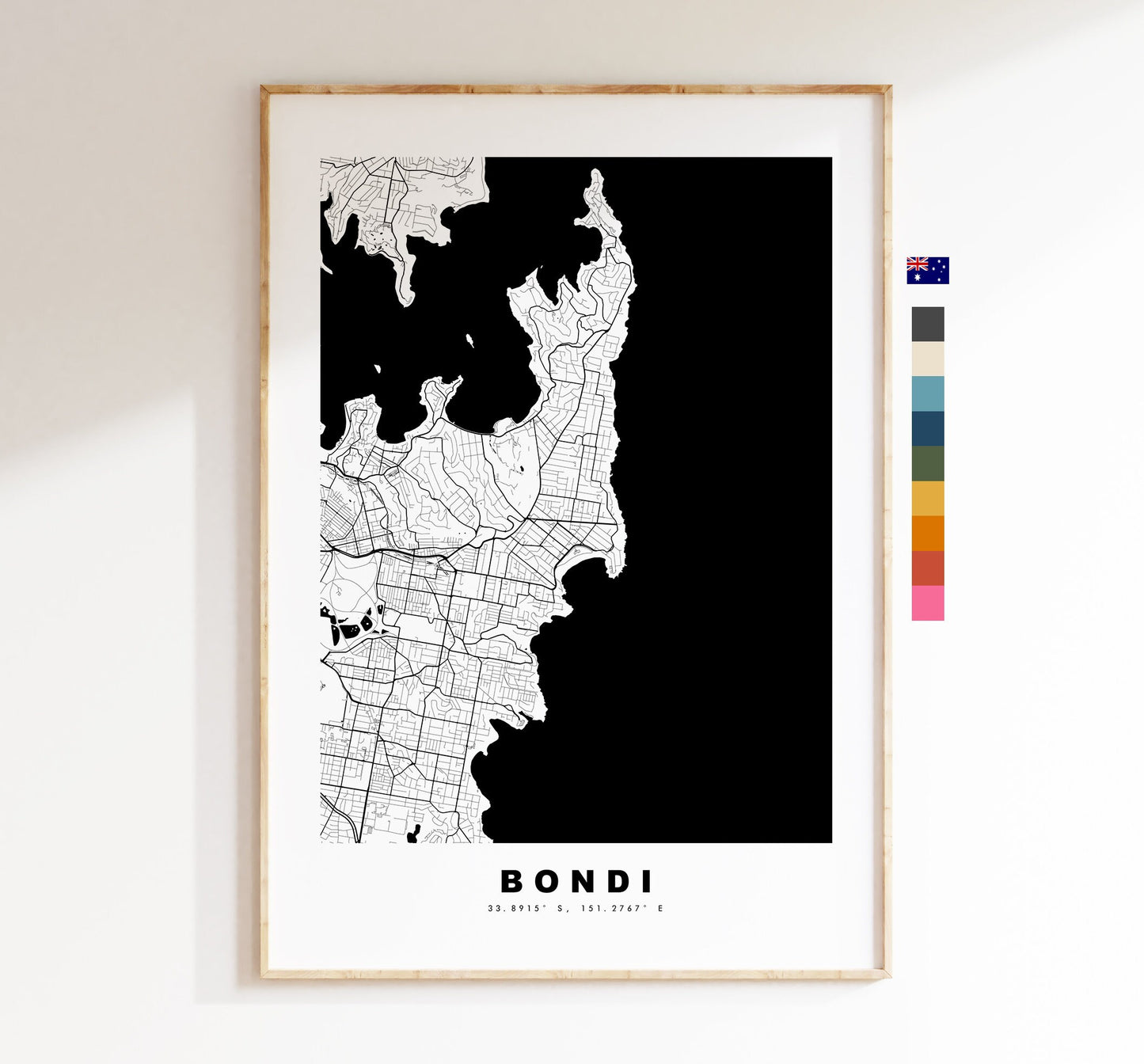 Bondi Map Print - City Map Poster - Map Wall Art - Australia City Maps - Bondi Print - Bondi Poster - Minimalist City Map - Australia