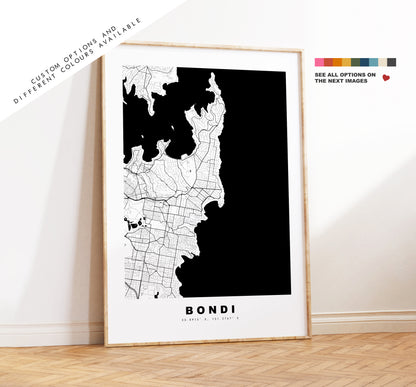 Bondi Map Print - City Map Poster - Map Wall Art - Australia City Maps - Bondi Print - Bondi Poster - Minimalist City Map - Australia