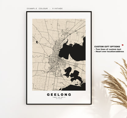 Geelong Map Print - City Map Poster - Map Wall Art - Australia City Maps - Geelong Print - Geelong Poster - Minimalist City Map - Australia