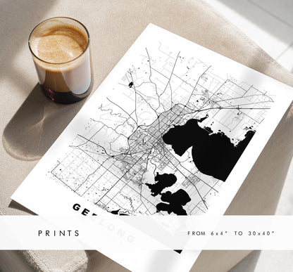 Geelong Map Print - City Map Poster - Map Wall Art - Australia City Maps - Geelong Print - Geelong Poster - Minimalist City Map - Australia