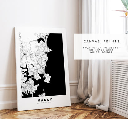 Manly Map Print - City Map Poster - Map Wall Art - Australia City Maps - Manly Print - Manly Poster - Minimalist City Map - Australia