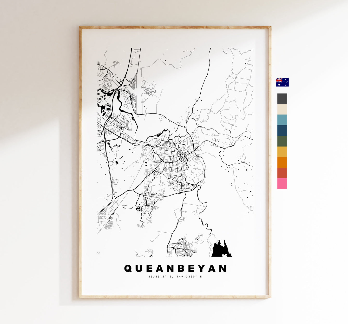 Queanbeyan Map Print - City Map Poster - Map Wall Art - Australia City Maps - Queanbeyan Print - Queanbeyan Poster - Minimalist City Map